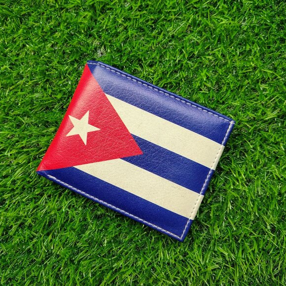 Men Cuba Flag Printed Leather Wallet with Gift Box - Picture 5 of 6